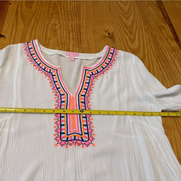 Lilly Pulitzer Dahle Gauze Embroidered Tunic Top Women’s Small Beach Coastal - Picture 7 of 10